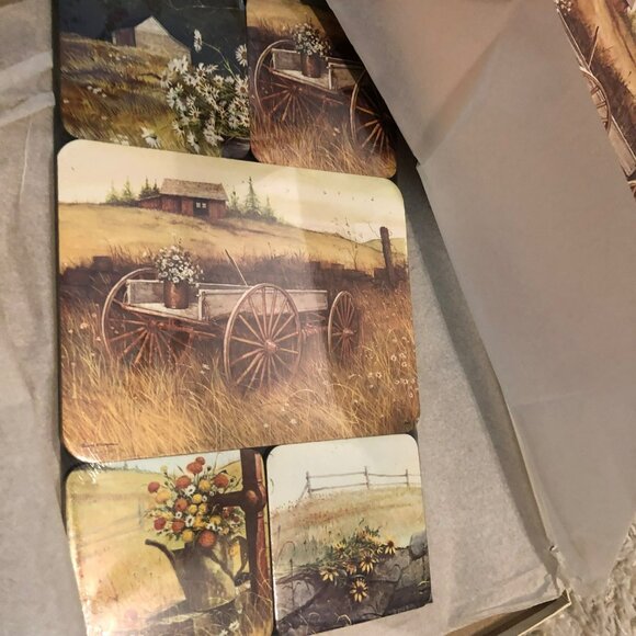 Country Moods Placemats & Coasters Set Washable & Reversible VTG - Picture 9 of 9